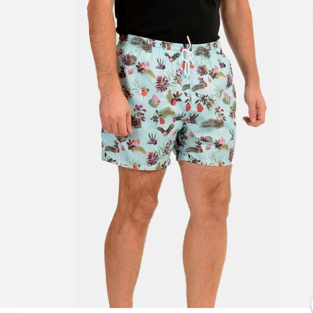 Hugo Boss Men's "Piranha" Floral Print Swim Board Shorts US Large